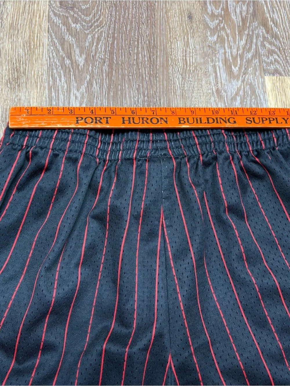 NBA Chicago Bulls Black & Red Pinstripe Athletic Shorts